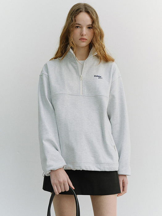 Dunst Unisex Relaxed Half Zip-UP Sweatshirt Light Melange Grey