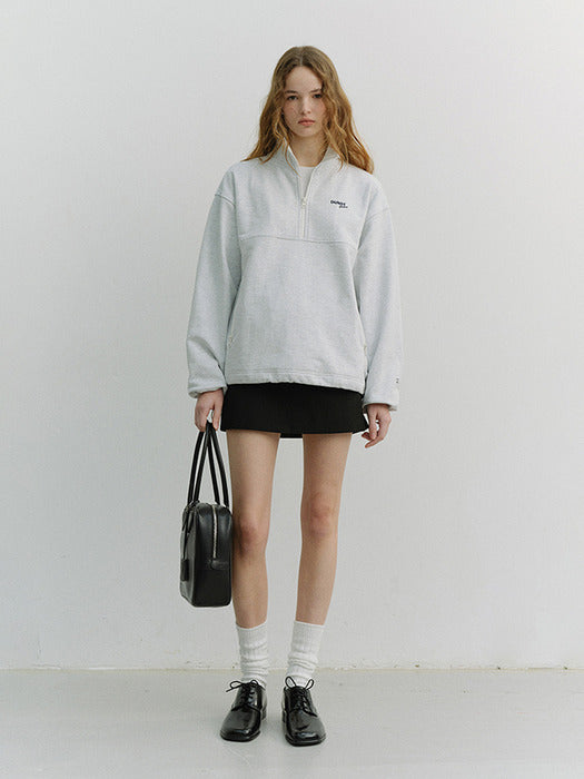 Dunst Unisex Relaxed Half Zip-UP Sweatshirt Light Melange Grey