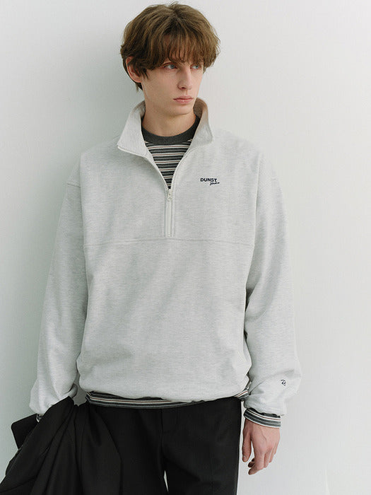 Dunst Unisex Relaxed Half Zip-UP Sweatshirt Light Melange Grey