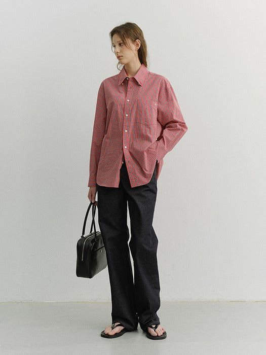 Dunst Unisex Oversized BD Checked Shirt Red Check