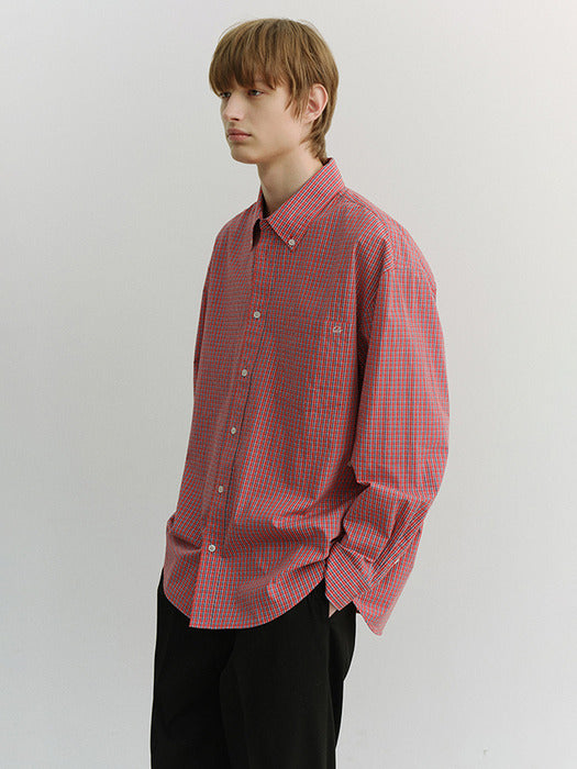 Dunst Unisex Oversized BD Checked Shirt Red Check