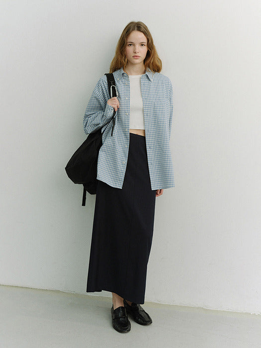Dunst Unisex Oversized BD Checked Shirt Soft Blue Check