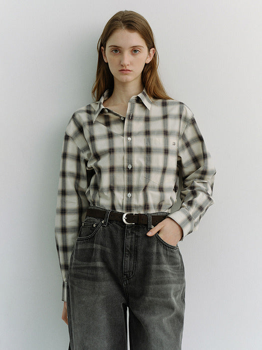 Dunst Unisex 2-Way Oversized Checked Shirt Black Ombre Check