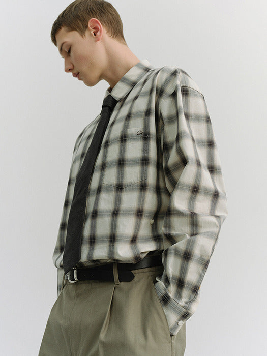 Dunst Unisex 2-Way Oversized Checked Shirt Black Ombre Check