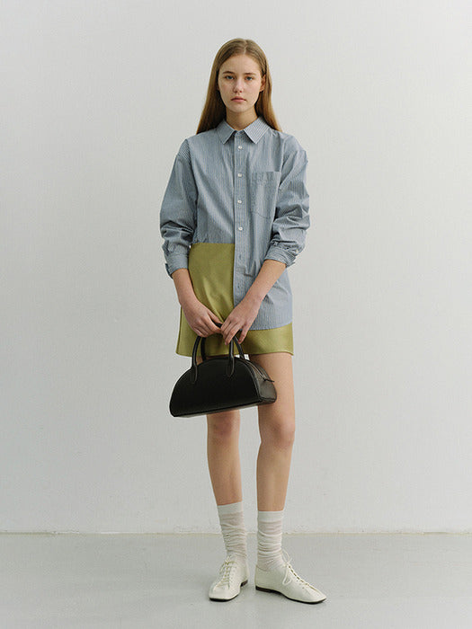 Dunst Unisex 2-Way Oversized Striped Shirt Blue Stripe