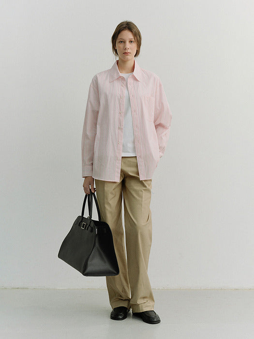 [dunst] UNISEX OVERSIZED STRIPED SHIRT SOFT PINK STRIPE_UDSH6A104P1