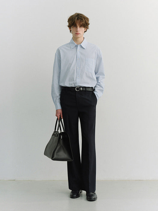 Dunst Unisex Oversized Striped Shirt Sky Blue Stripe