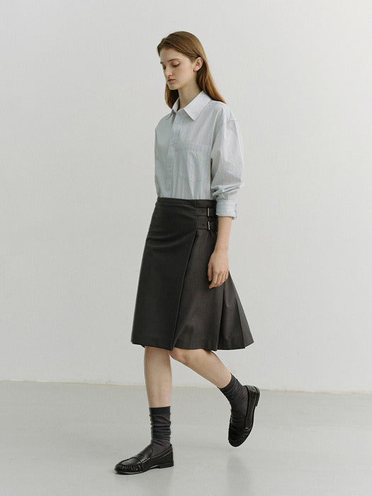 Dunst Unisex Oversized Striped Shirt Misty Blue Stripe