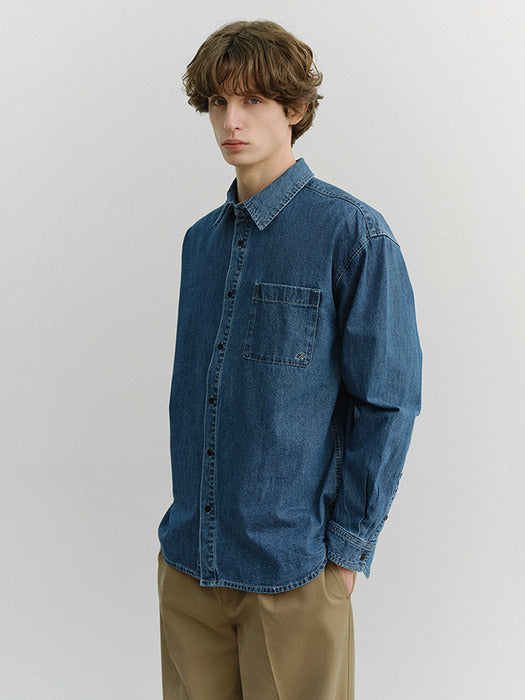Dunst Unisex Oversized Denim Shirt Classic Blue