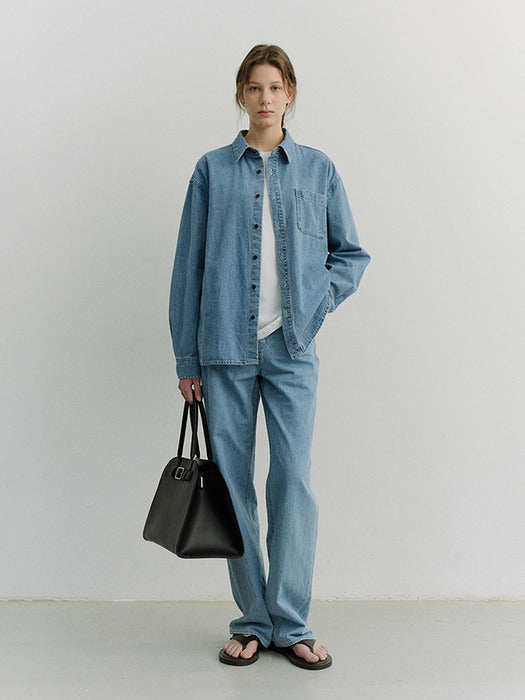 [dunst] Unisex Oversized Denim Shirt Light BLUE_UDSH6A102B1