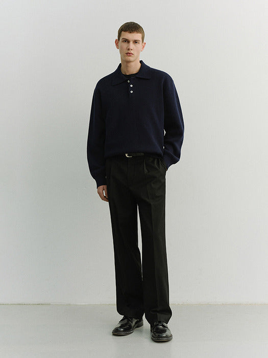 Dunst Unisex Cashmere Collared Sweater Navy