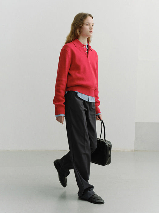 [dunst] UNISEX CASHMERE COLLARED SWEATER RED_UDSW6A104R2