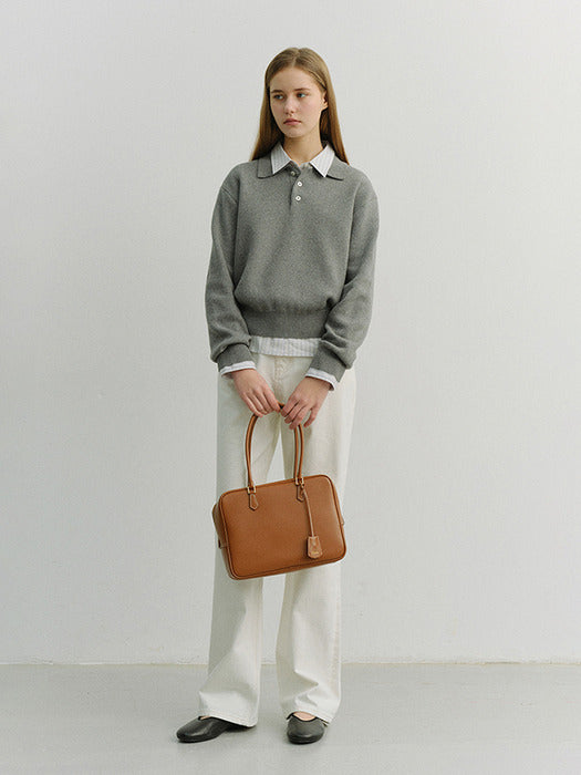 Dunst Unisex Cashmere Collared Sweater Melange Grey
