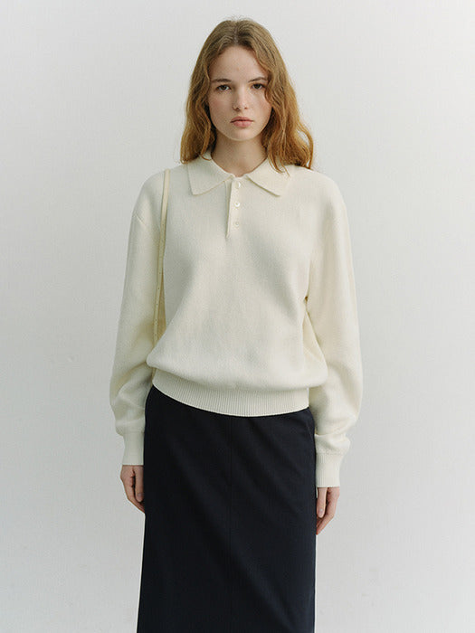 Dunst Unisex Cashmere Collared Sweater Ivory