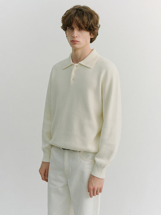 Dunst Unisex Cashmere Collared Sweater Ivory