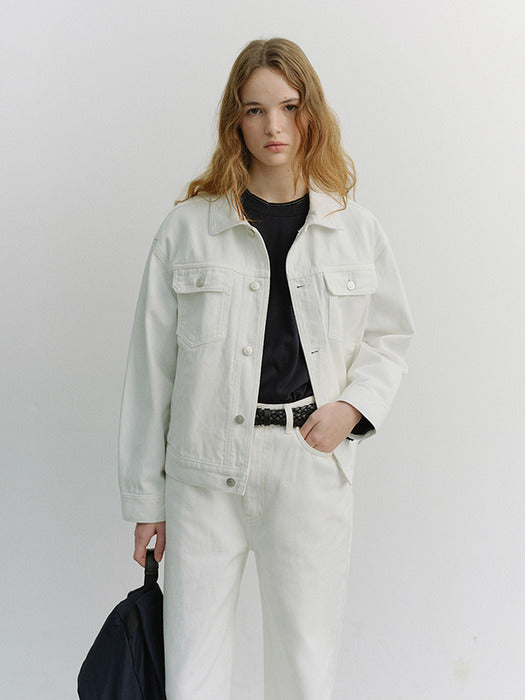Dunst Unisex Denim Trucker Jacket Ivory