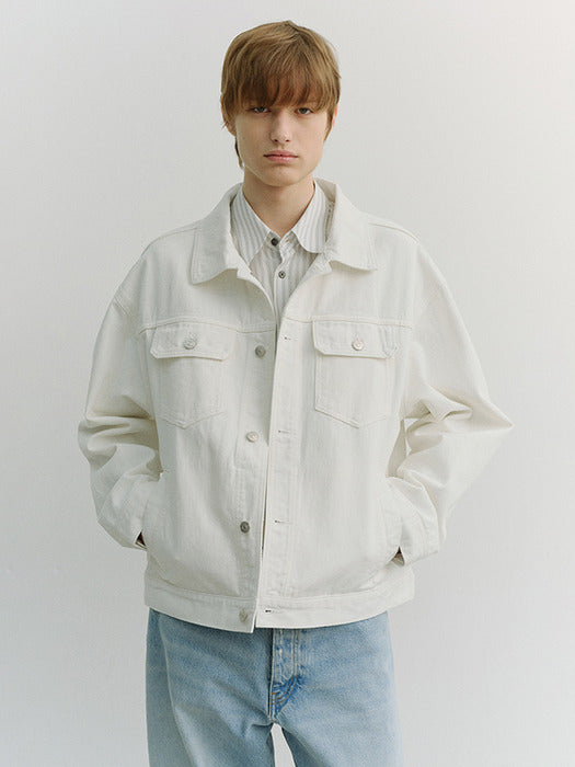 Dunst Unisex Denim Trucker Jacket Ivory