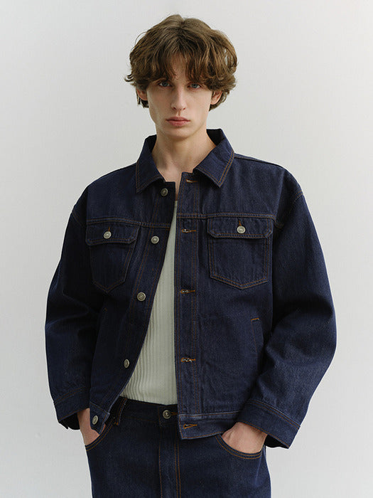 Dunst Unisex Denim Trucker Jacket Indigo Navy