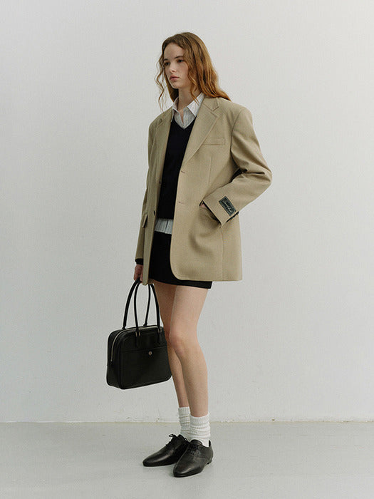 Dunst Unisex Oversized Wool Blazer Camel Beige