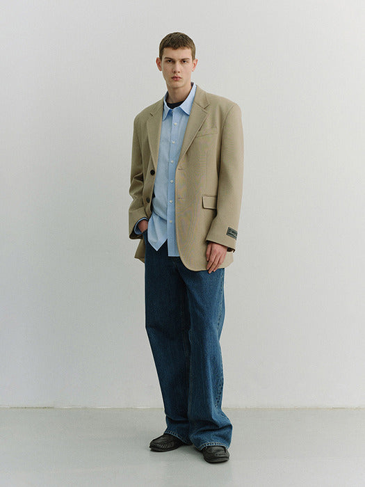 Dunst Unisex Oversized Wool Blazer Camel Beige