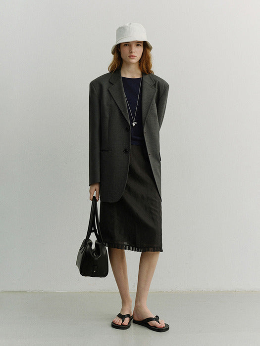 Dunst Unisex Oversized Wool Blazer Melange Grey