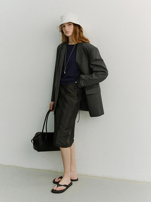 Dunst Unisex Oversized Wool Blazer Melange Grey