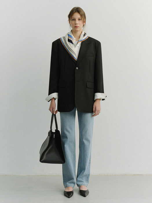 Dunst Unisex Oversized Wool Blazer Black