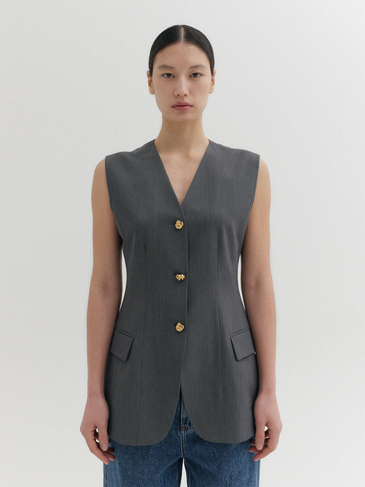 Eenk Classic Button Vest - Gray