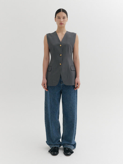 Eenk Classic Button Vest - Gray