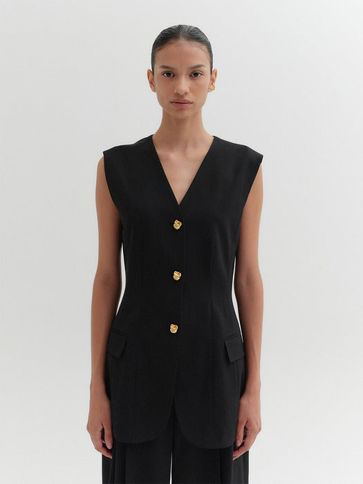 Eenk Classic Button Vest - Black