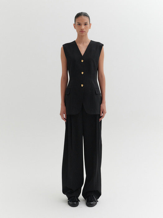 Eenk Classic Button Vest - Black