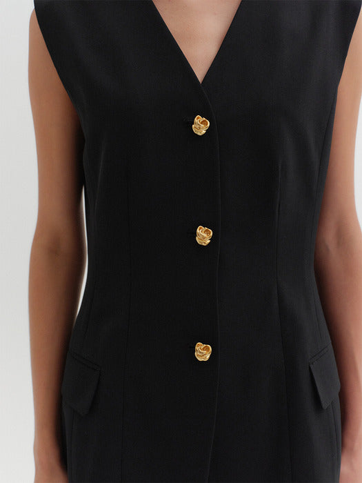 Eenk Classic Button Vest - Black