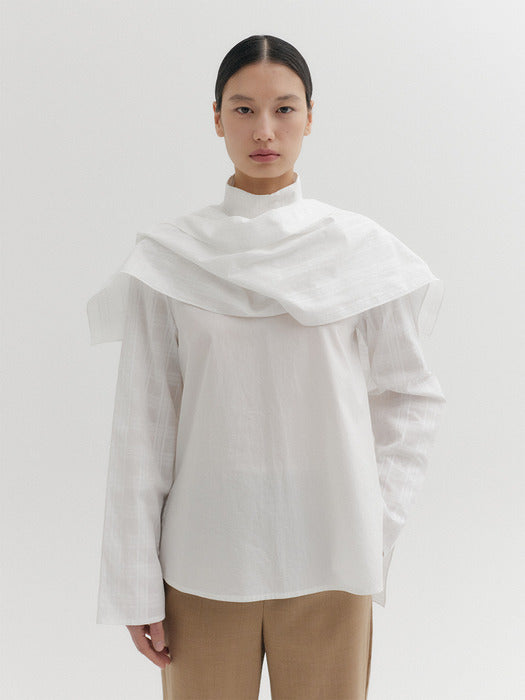 Eenk Long Sleeve Layered Blouse - White
