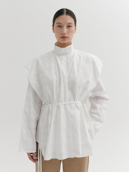 Eenk Long Sleeve Layered Blouse - White