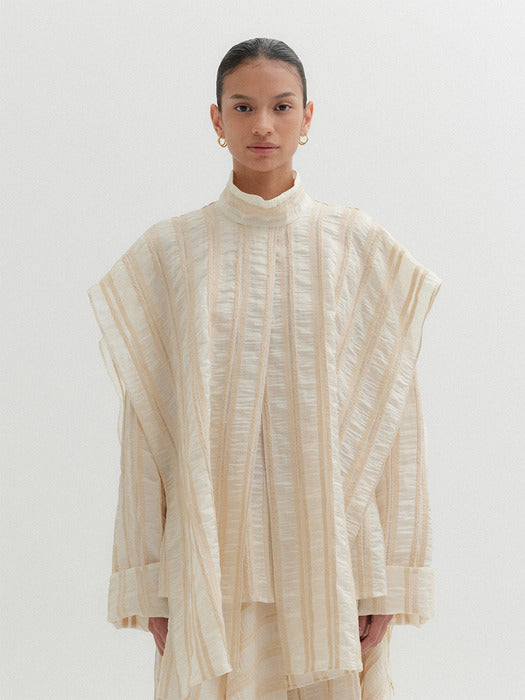 Eenk Long Sleeve Layered Blouse - Beige