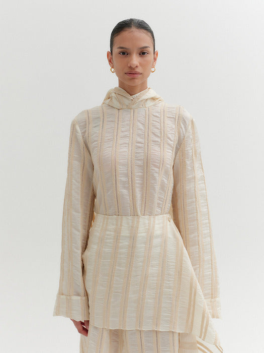 Eenk Long Sleeve Layered Blouse - Beige