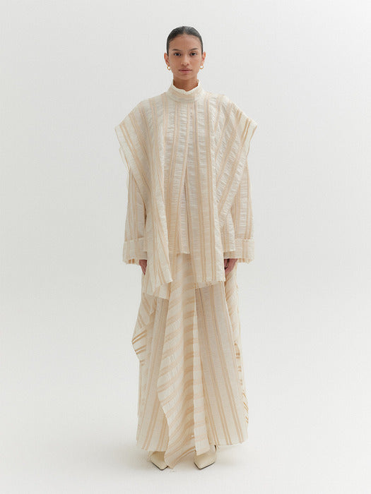 Eenk Long Sleeve Layered Blouse - Beige