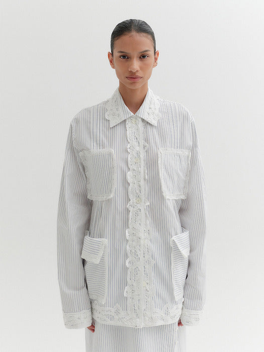 [EENK] Lace Trim Shirt - Ivory