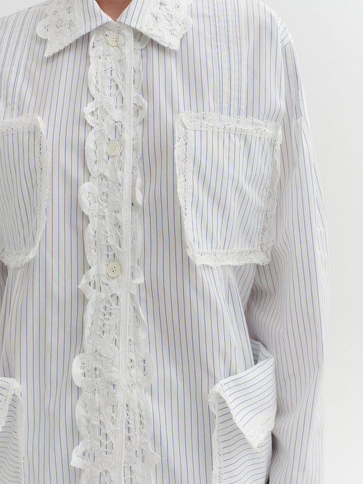 [EENK] Lace Trim Shirt - Ivory