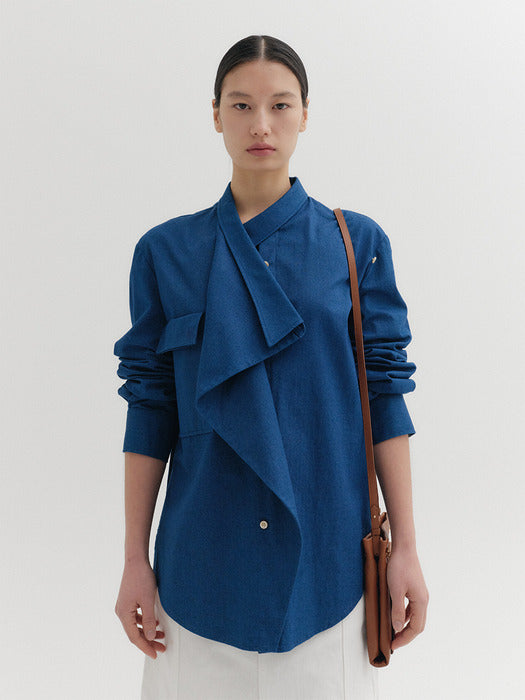 Eenk Drape Front Shirt - Blue