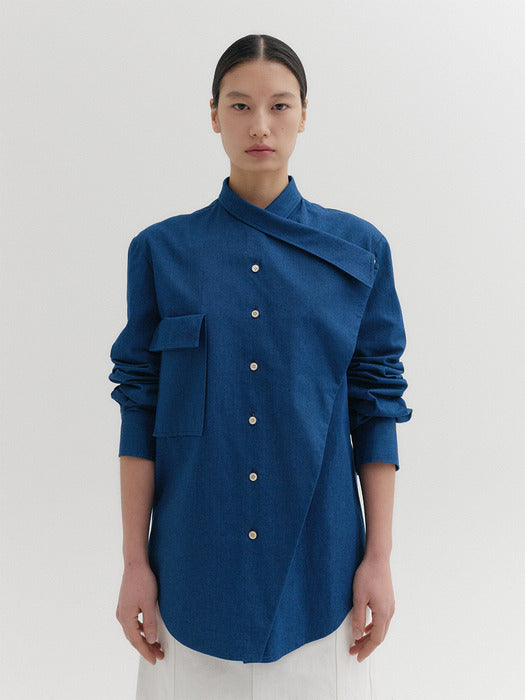 Eenk Drape Front Shirt - Blue