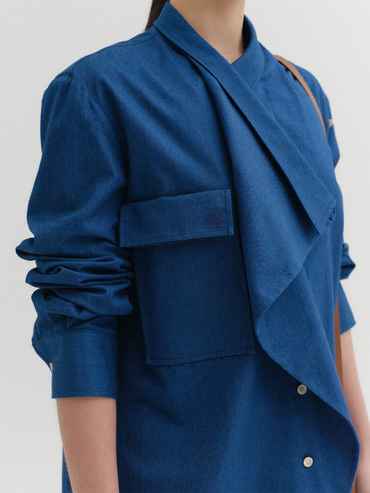 Eenk Drape Front Shirt - Blue