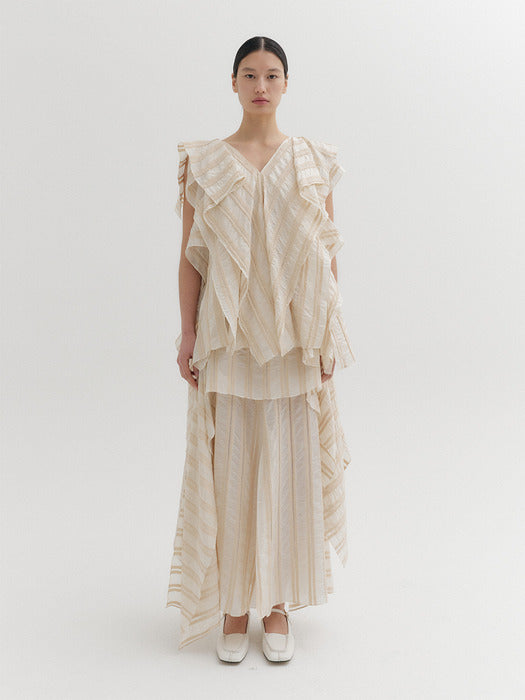 Eenk Drape Wide Collar Top - Beige