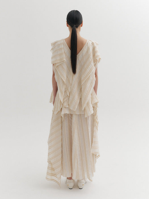 Eenk Drape Wide Collar Top - Beige