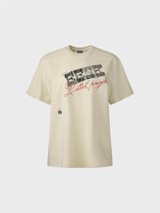Eenk Ink Logo Short Sleeve T-shirt - Beige