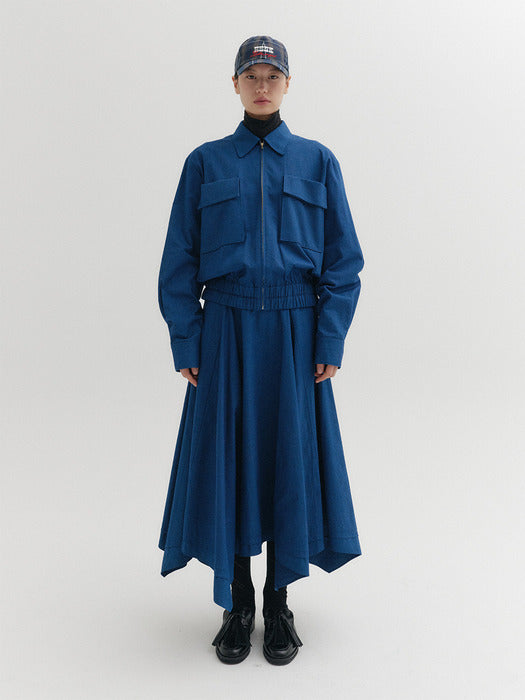 Eenk Drape Long Skirt - Blue