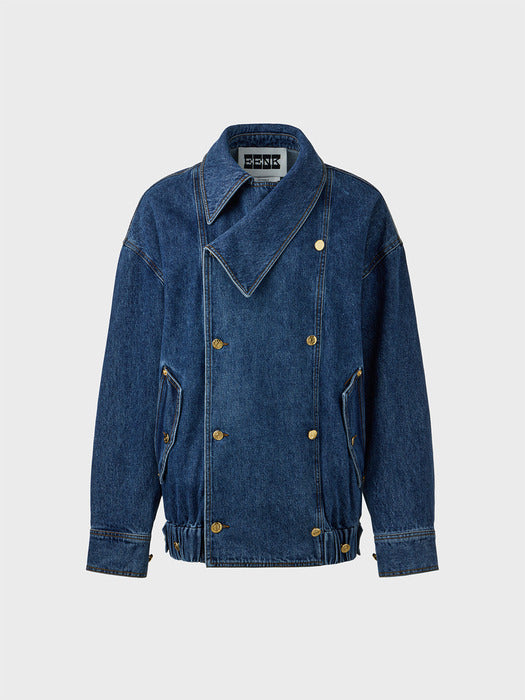 [EENK] Unbalanced Collar Jumper - Denim Blue
