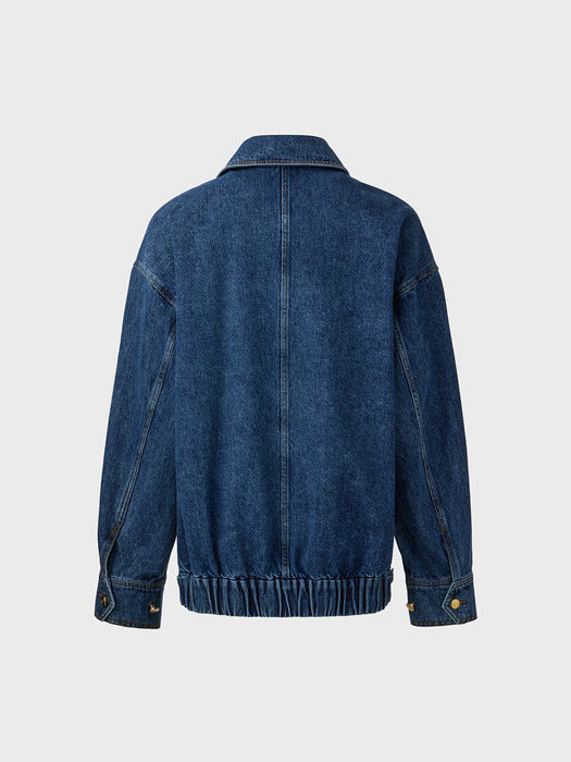 [EENK] Unbalanced Collar Jumper - Denim Blue