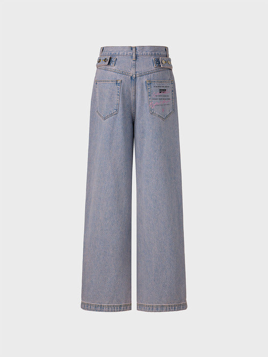 Eenk Loose Fit Denim Pants - Pink Washed