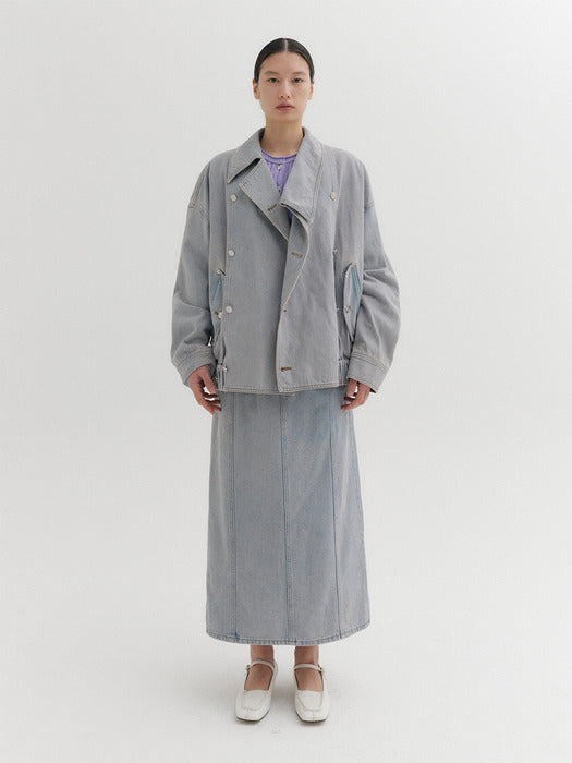 Eenk A-line Denim Skirt - Pink Washed